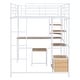 preview thumbnail 8 of 18, White Full Size Metal Wood Loft Bed with Desk and Stool, Open-Style Wardrobe, Shelves and Cabinet