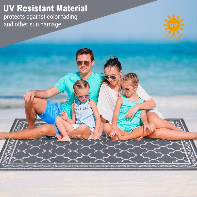 Outdoor Rug Waterproof Reversible Rug Outside Plastic Carpet, Stain & UV Resistant Portable RV Rug