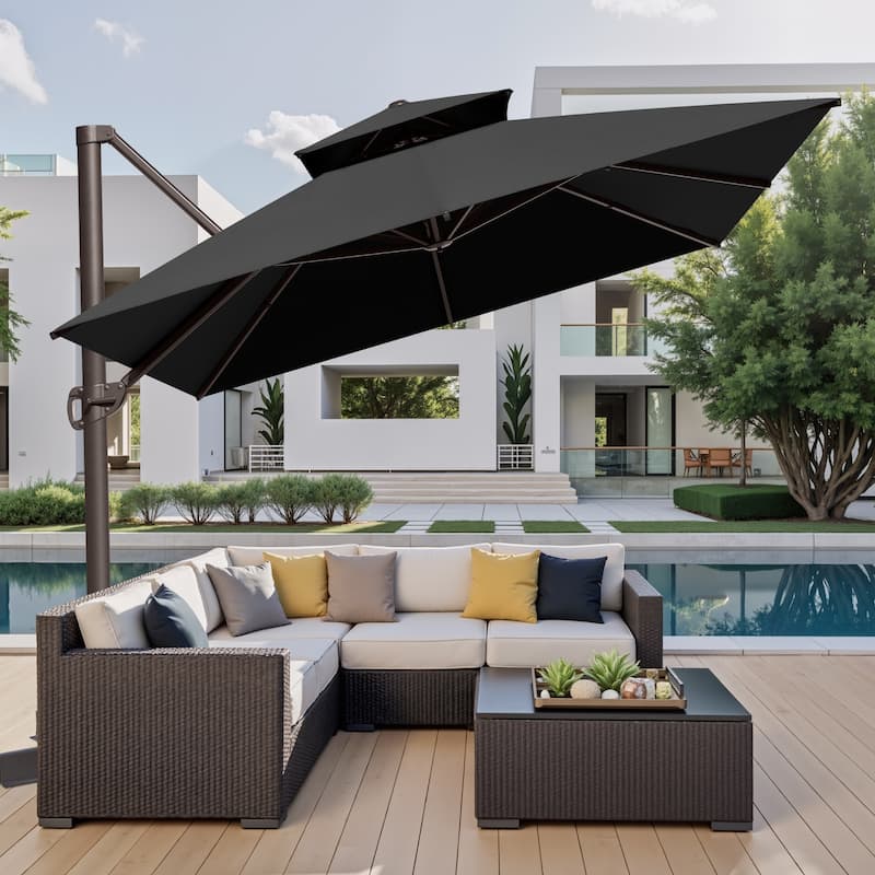 VredHom Outdoor Patio 10 x 13 FT Cantilever Umbrella Double Top