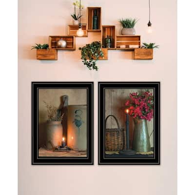 TrendyDecor4U Farmhouse "Country Candlelight Collection" Framed Print Wall Art by Susie Boyer - Brown