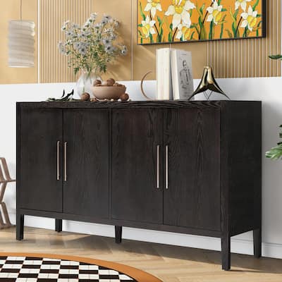 Modern Storage Cabinet with 4 Metal handles, 4 Shelves and 4 Doors for Hallway, Entryway, Living room
