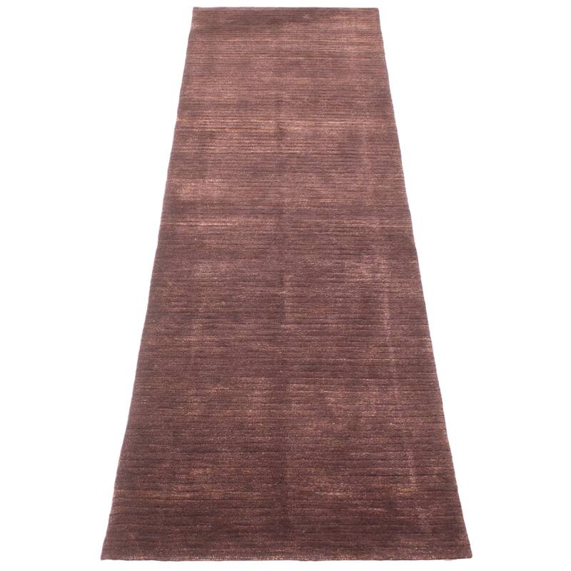 ECARPETGALLERY Hand-knotted Opulence Dark Brown Wool Rug - 3'2 x 11'8