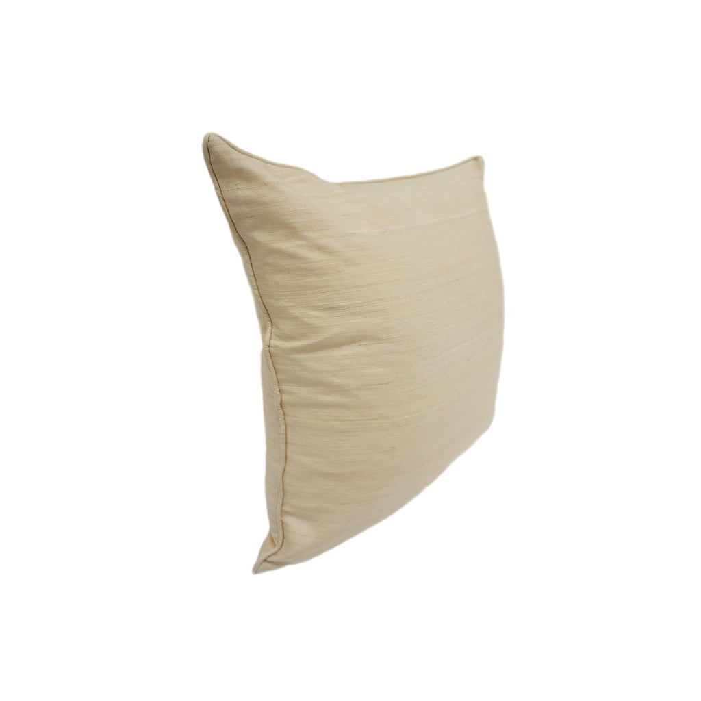 Home&Manor Raw Silk Throw Pillow 18" Beige
