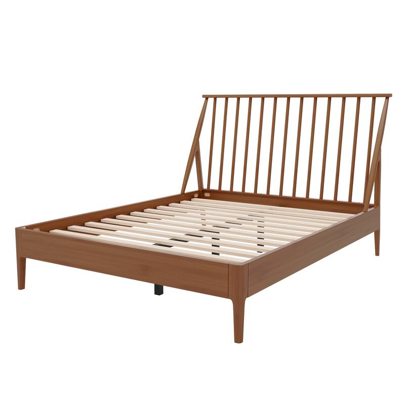 Solid Bamboo Wood Spindle Platform Bed