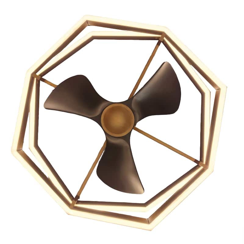 31" Antique Brass Geometric Dimmable Fandelier Caged Ceiling Fan with Light and Remote