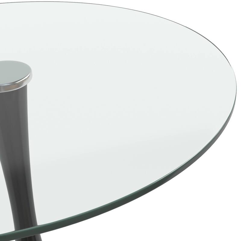 Bristol 35" Round Dining Table for 4 with Glass Top and Iron Pedestal Base for Kitchen and Dining Room