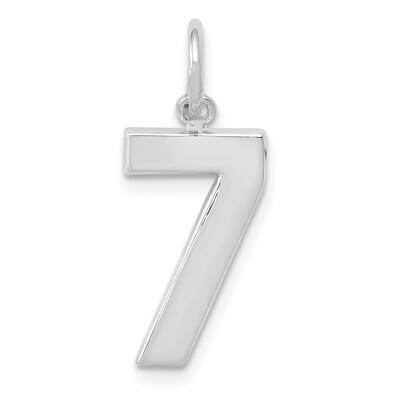 14k White Gold Medium Number 7 Pendant & Charm (L-17.75mm, W-9.64mm)