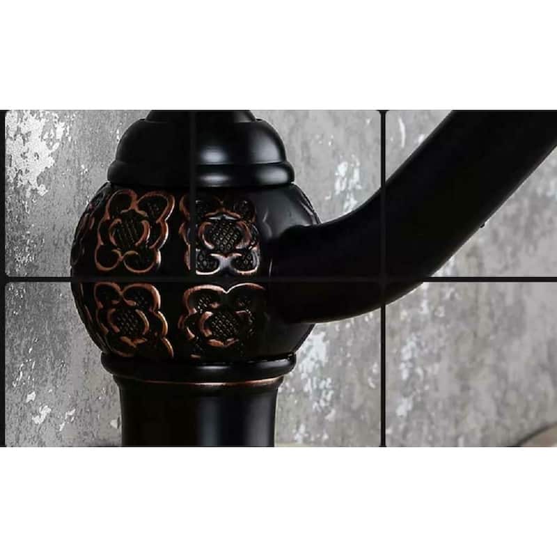 13" Clayborne Oil Rubbed Bronze Bathroom Faucet with Copper Design - 13' X 11" X 7"