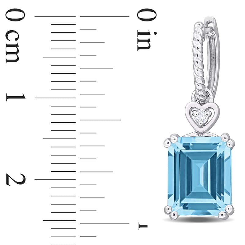 Miadora 8 1/4ct TGW Octagon-Cut Sky Blue and White Topaz Heart Earrings Sterling Silver