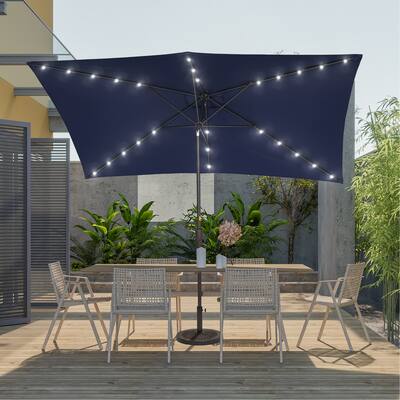 AOOLIMICS 10x6.5ft LED Umbrella Patio Market Outside Table Umbrella