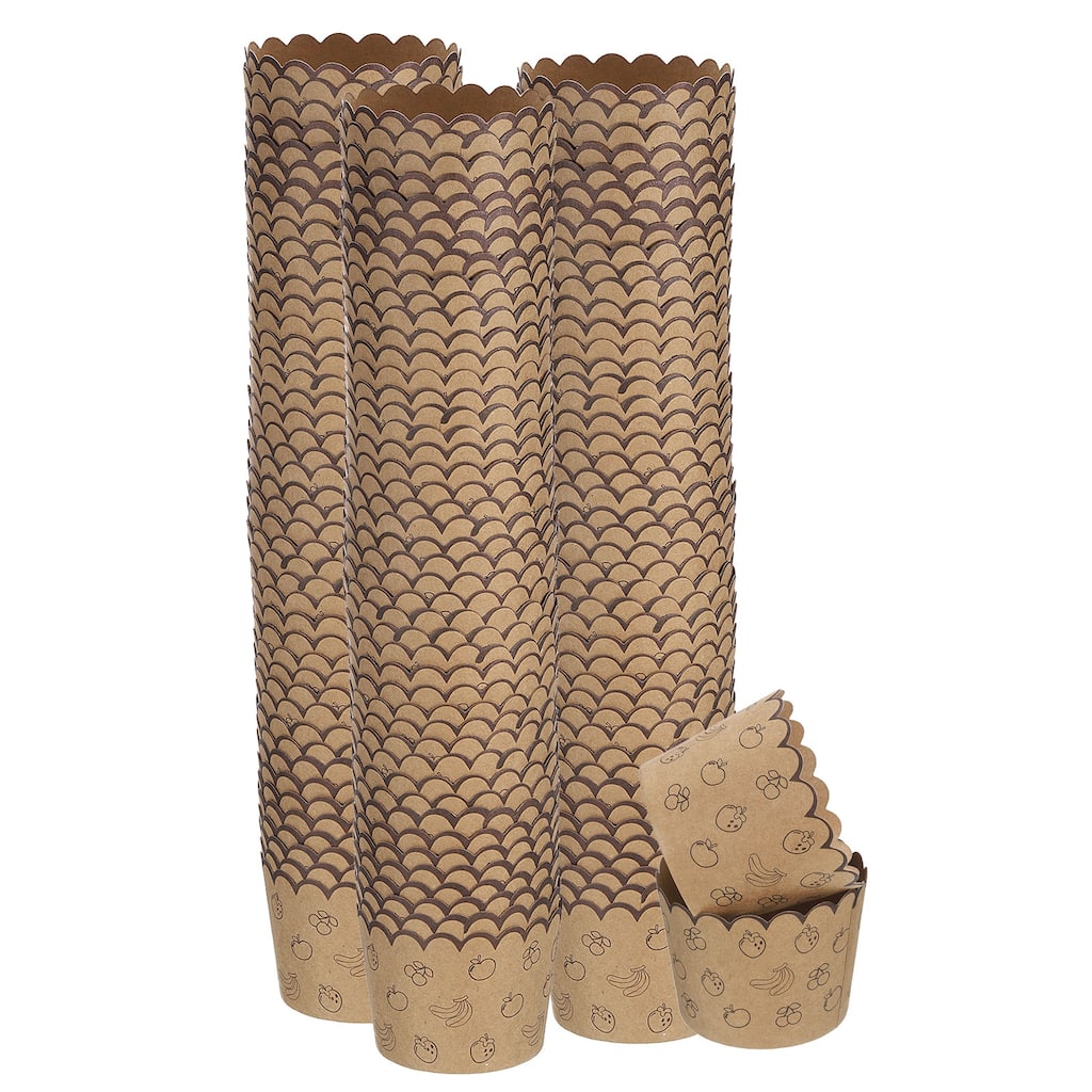 150Pcs Paper Baking Cups Brown Kraft Paper Muffins Liner Cupcake Fruit