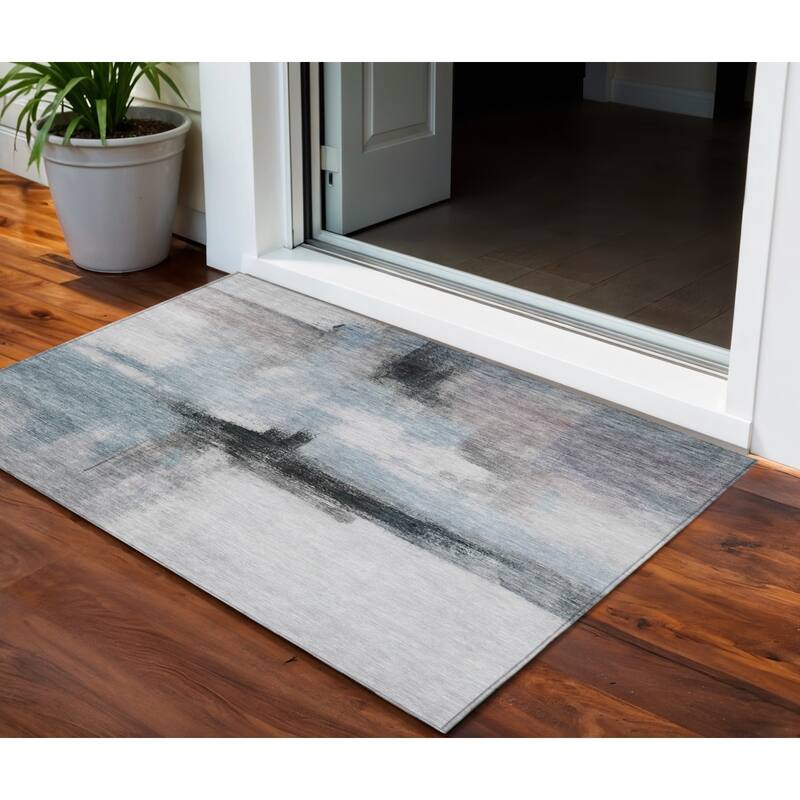 HomeRoots Abstract Transitional Rectangle Outdoor Rug - 3' x 5'