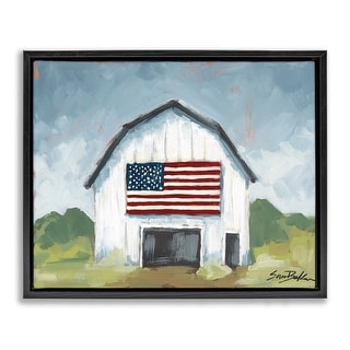 Stupell Patriotic Country Barn Framed Floater Canvas Wall Art Design By Sara Baker