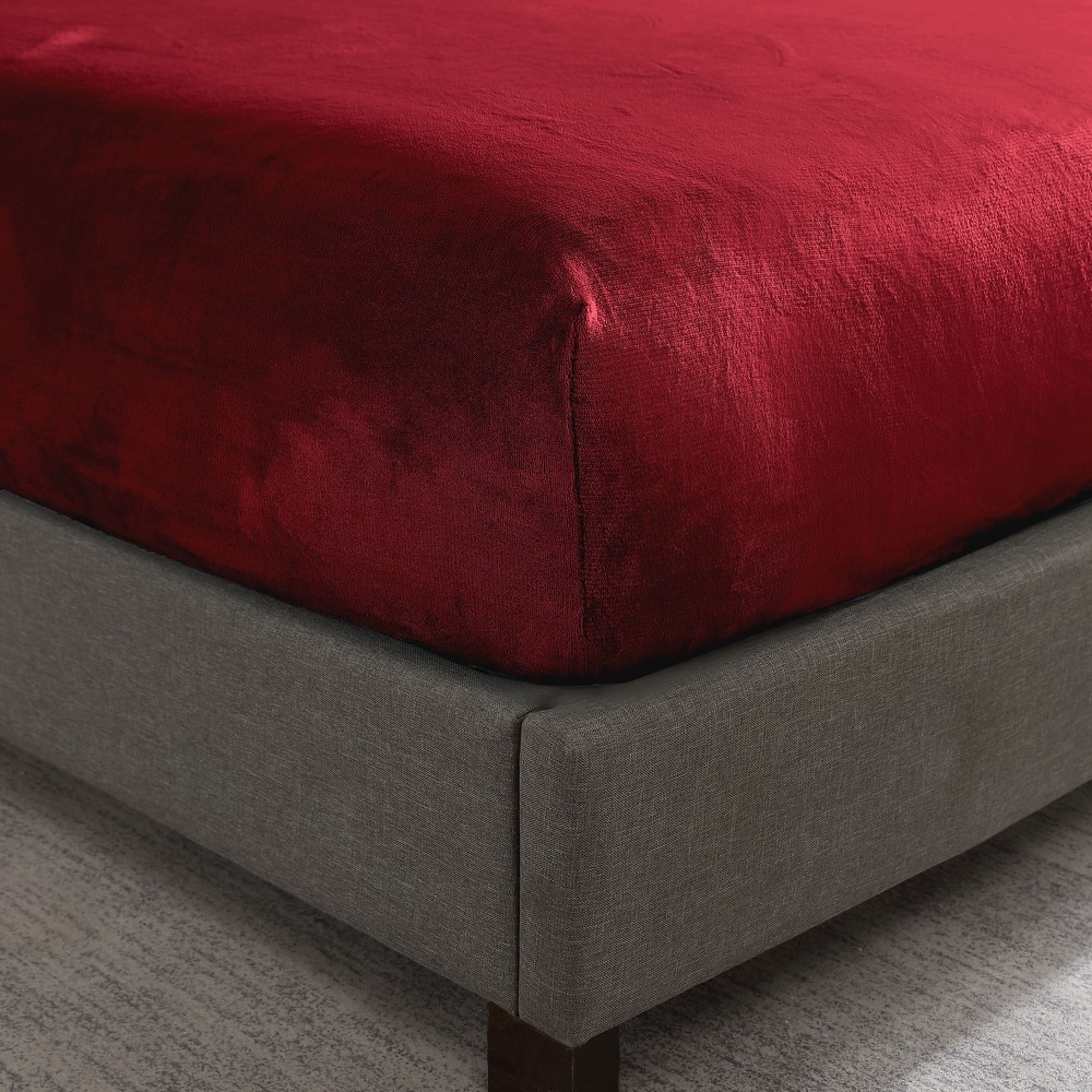 Swift Home Cozy Soft Velvet-Like Microplush Flannel Fitted Sheet