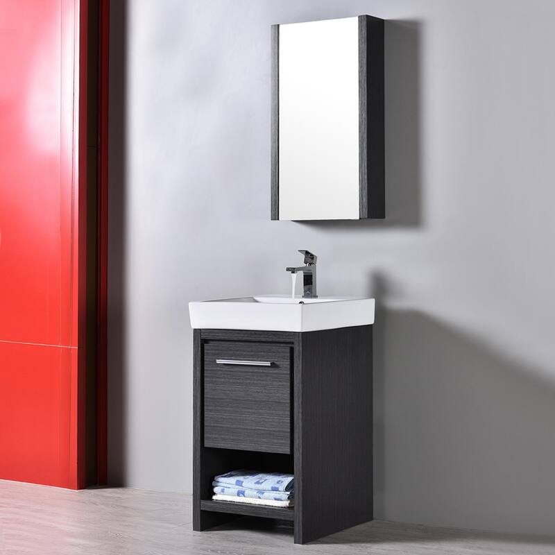 Solid Wood Bathroom Vanity with Mirror Medicine Cabinet
