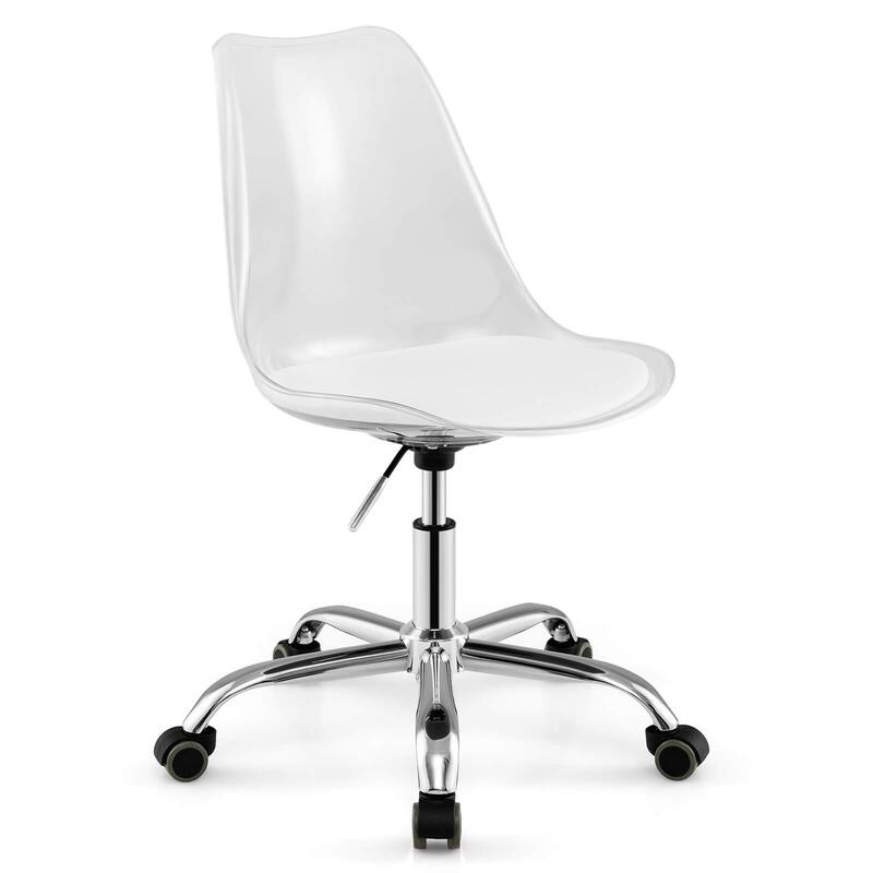 Costway 1/2 PCS Clear Desk Chair with Swivel Seat & Soft PU Leather - See Details - 1 pcs