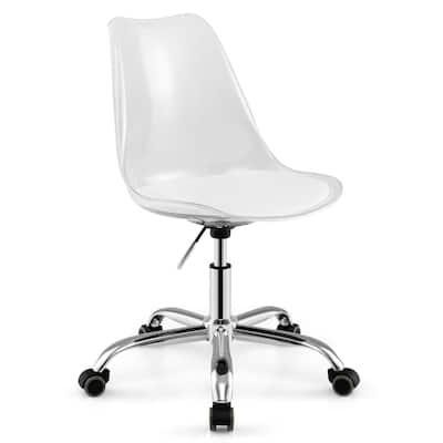 Costway 1/2 PCS Clear Desk Chair with Swivel Seat & Soft PU Leather - See Details