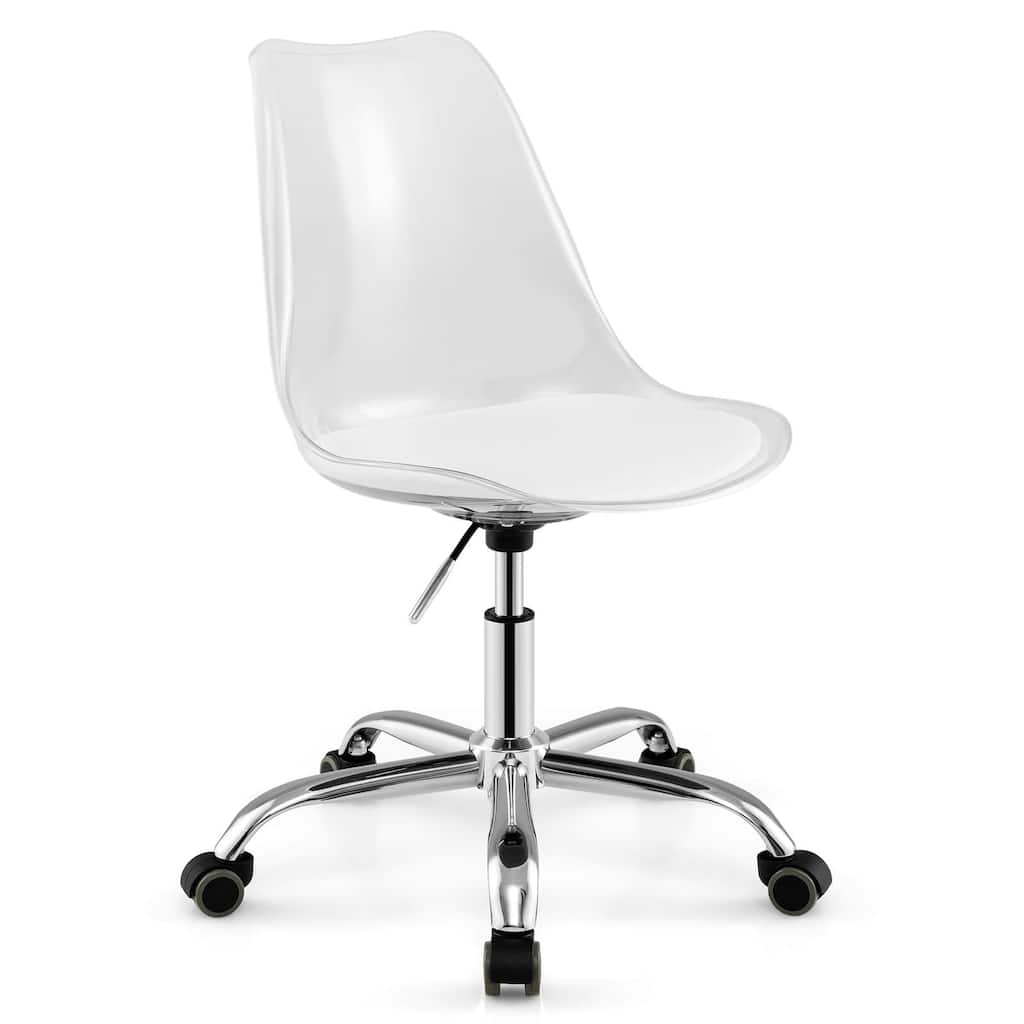 Costway 1/2 PCS Clear Desk Chair with Swivel Seat & Soft PU Leather - See Details