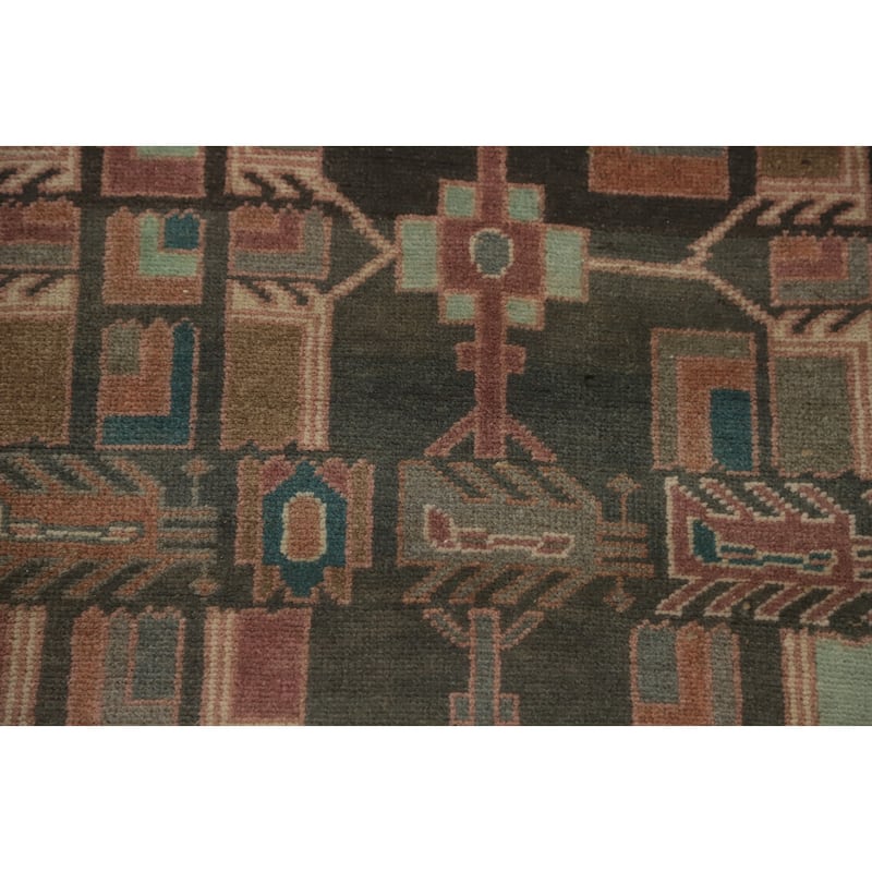 Hand Knotted Oriental 100% Wool Carpet Traditional Tribal Greys & Charcoal Ardebil Area Rug - 8' 11'' X 4' 8''