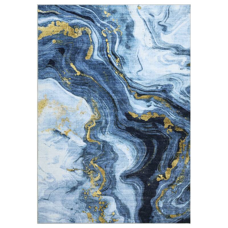Modern Washable Area Rugs Abstract Living Room Rug Soft Low Pile Non-Slip Rugs for Bedroom Dining Room Home Office