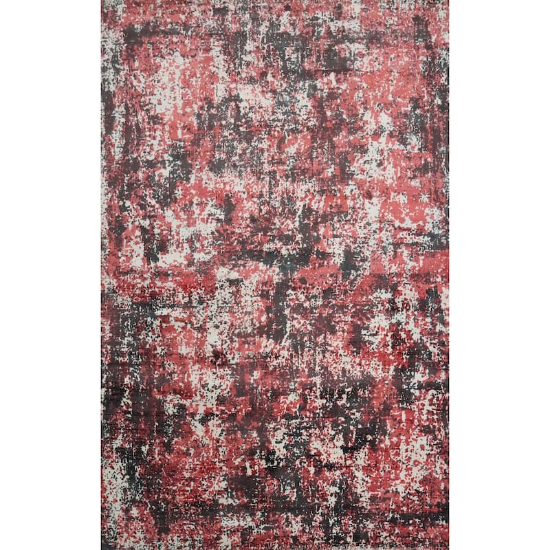 Hand Knotted Oriental Viscose Silk Carpet Modern Abstract Multi-Colored Abstract Area Rug - 7' 10'' X 5' 5''