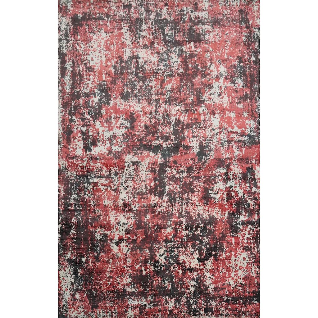 Hand Knotted Oriental Viscose Silk Carpet Modern Abstract Multi-Colored Abstract Area Rug - 7' 10'' X 5' 5''