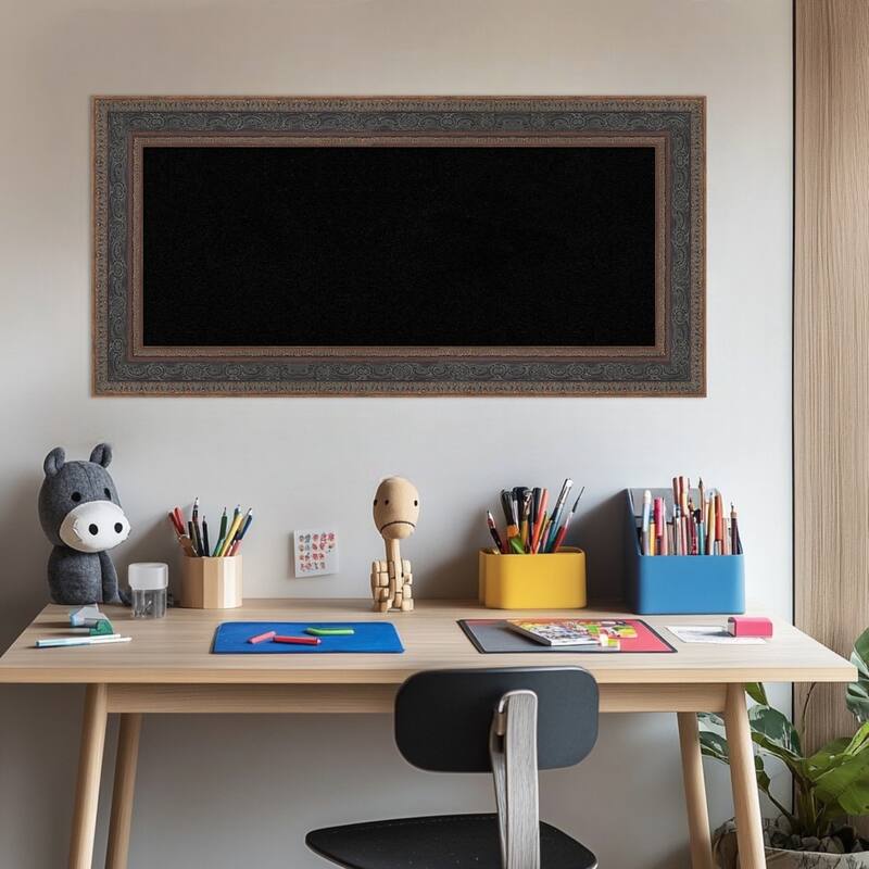 Attic Aged Bronze Wood Framed Cork Board - Bulletin Board, Organization Board, Pin Board