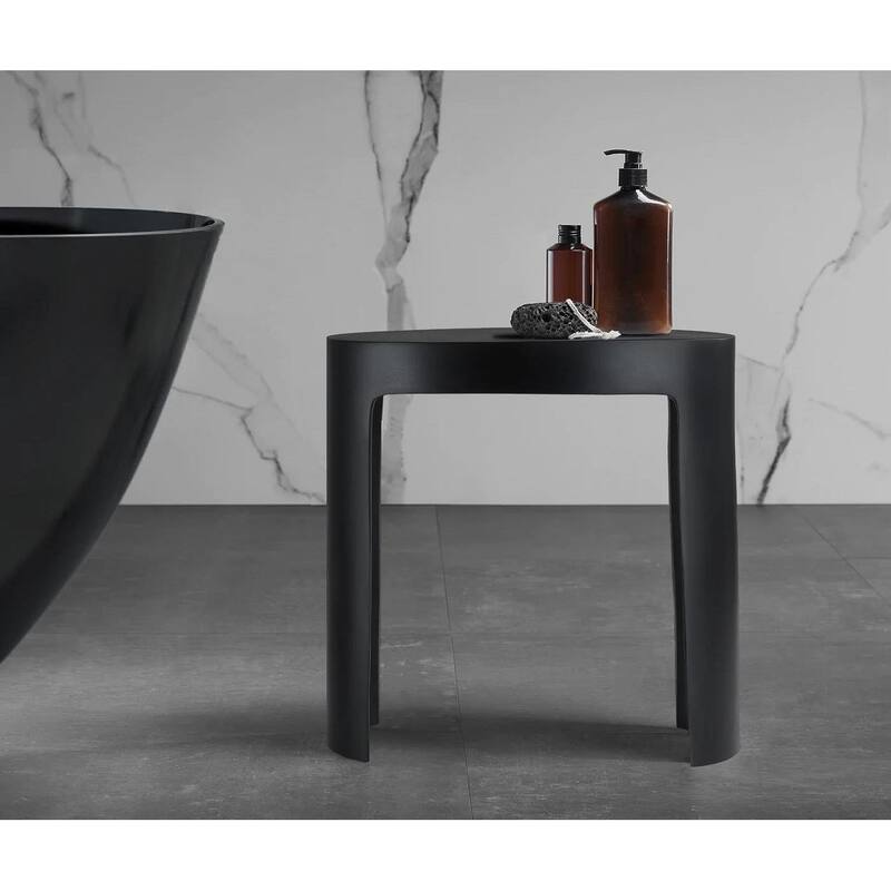 ALFI brand ABST66BM Black Matte Solid Surface Resin Bathroom / Shower Stool
