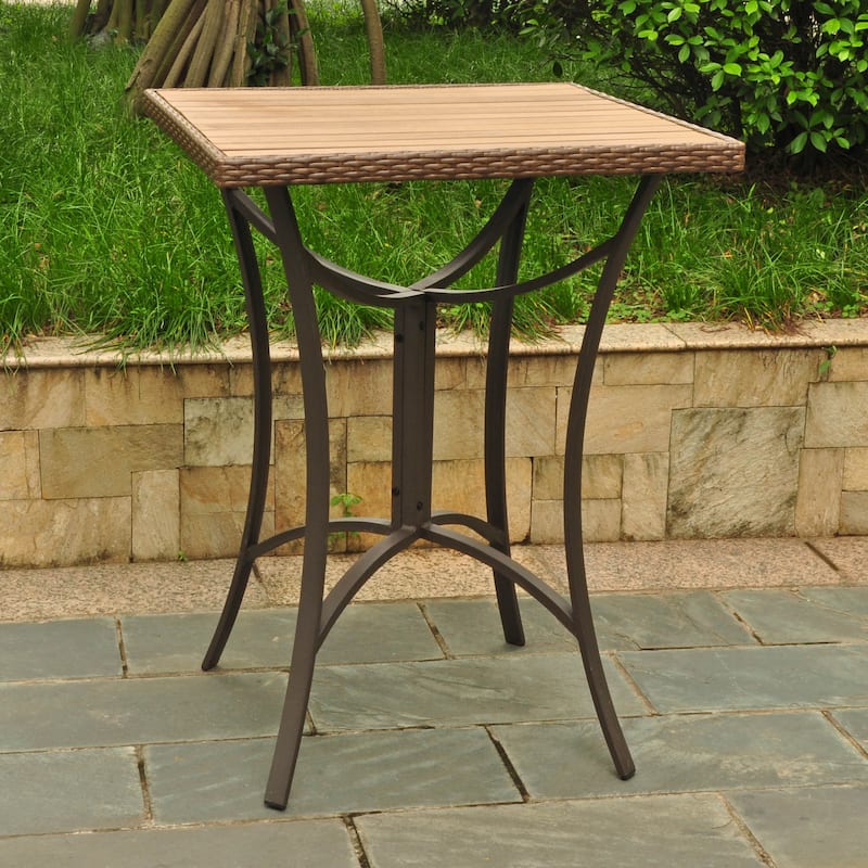 International Caravan Barcelona Resin Wicker / Aluminum 32-inch Square Outdoor Bar Table - Antique Brown
