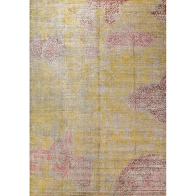 Colorful Modern Abstract Indian Area Rug Handmade Wool Carpet - 8'4"x 11'8"