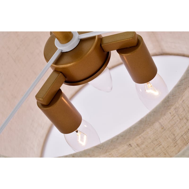 Alena Matte Gold 3-Light Two-Tier Fabric Drum Shade Chandelier
