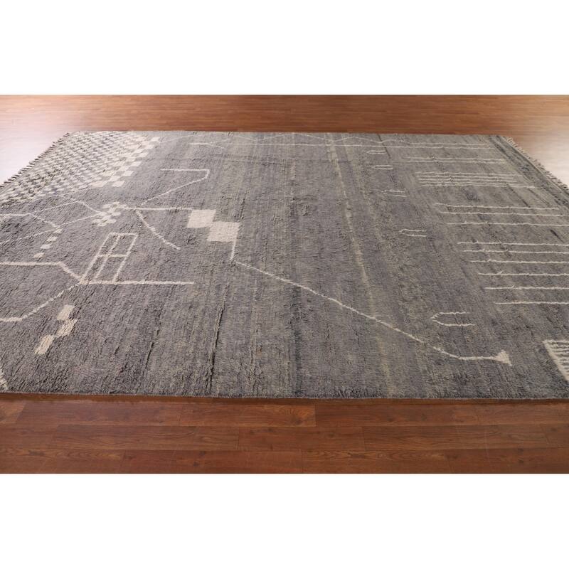 Moroccan Style Area Rug Handmade Wool Carpet - 8'11" x 12'9"