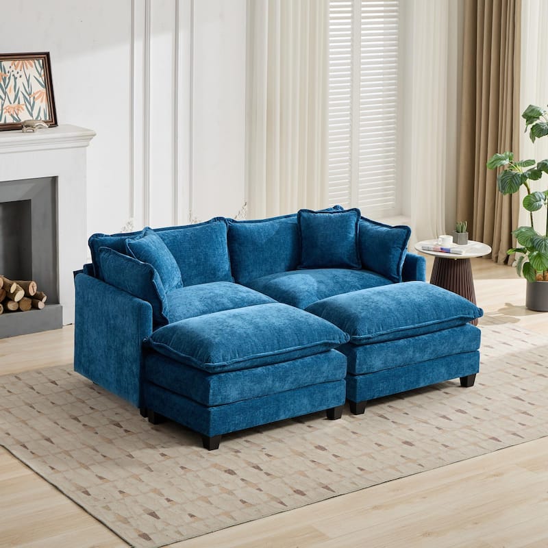 Cloud Sofa LoveSeat (Ottoman is not included), Modern Sectional Couch, Comfy Double Layer Upholstered Seat Cushion