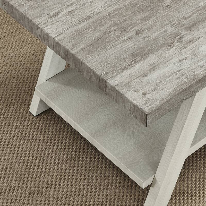 23.5" Modern Rectangular Side Table with Storage Shelf and Splayed Legs for Living Room or Bedroom