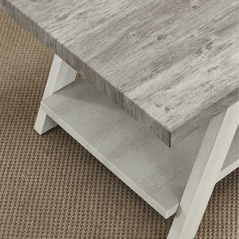 Contemporary Two-Tone Wood Shelf Side Table