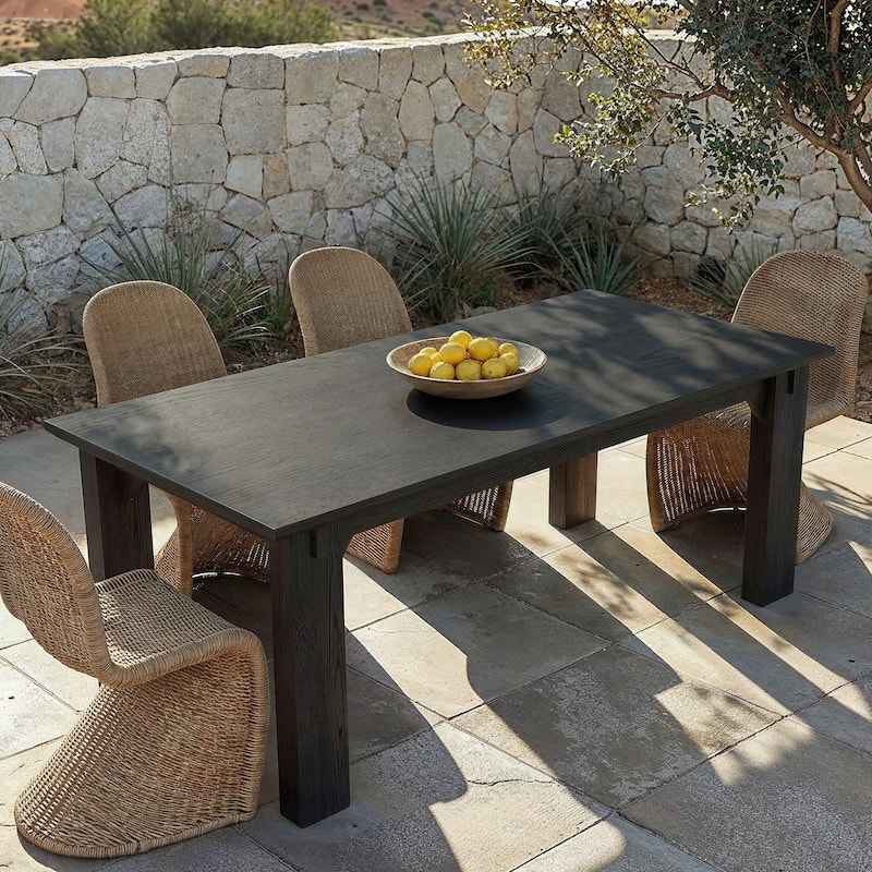 84 Inch Solid Wood Dining Table, Black Walnut Table, Large Rectangular Kitchen Table for 6-8 People Room Table