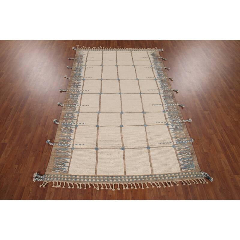 All-Over Moroccan Modern Area Rug Handmade Wool Carpet - 6'0"x 9'6"
