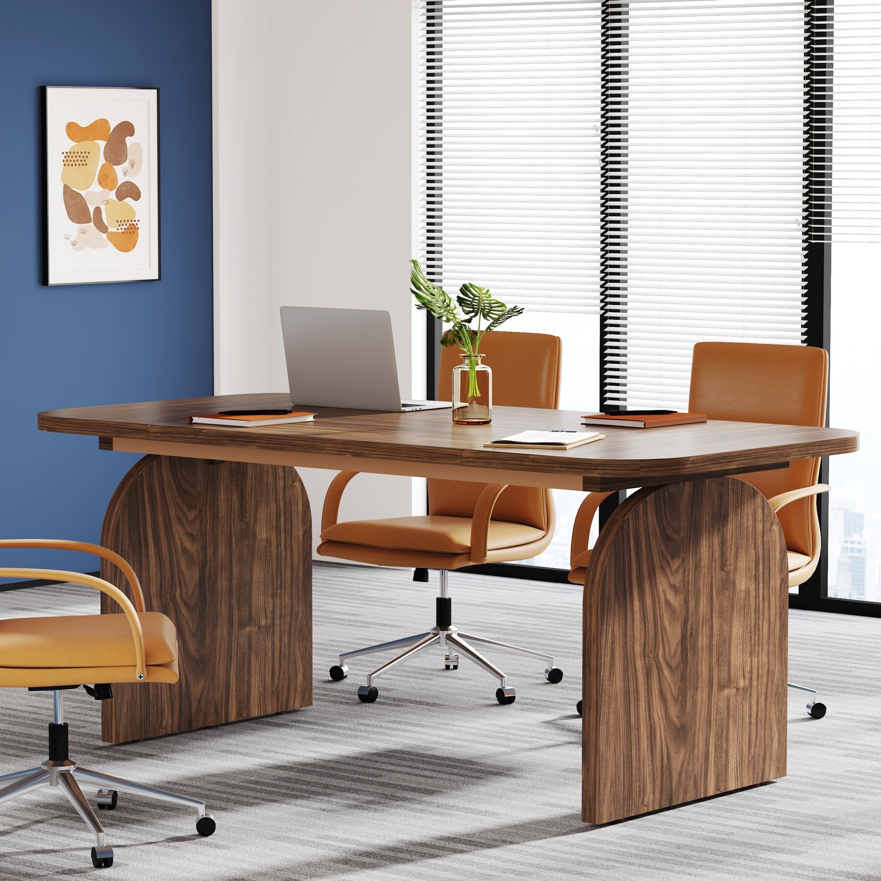 Retro 63-inch Executive Computer Desk , Large Craft Table for Home