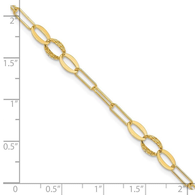 Curata 14k Yellow Gold 7.25" 5mm Diamond Cut Paperclip Link Bracelet