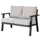 preview thumbnail 25 of 42, OVIOS Outdoor Steel Frame Bench Wicker Stripes Pattern Cushion Loveseat