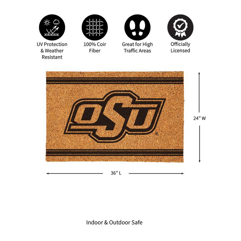 Oklahoma State University Monochrome Indoor/Outdoor Coir Door Mat