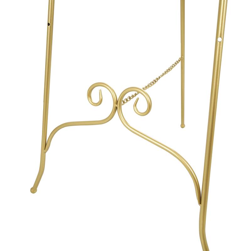 Metal Scroll Adjustable 3 Tier Display Easel with Chain Support and Swirl Finial - Black or Gold - Roche River Decor