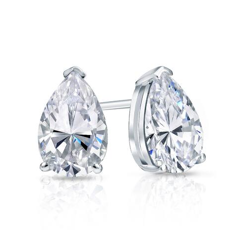 Auriya 14k Gold 3/4ctw Pear Shape Diamond Stud Earrings