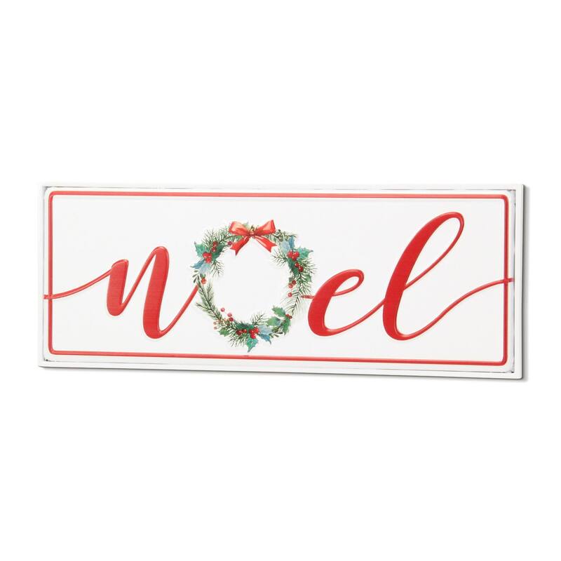 Handcrafted Rectangular "Noel" Christmas Wall Sign - 18.5"