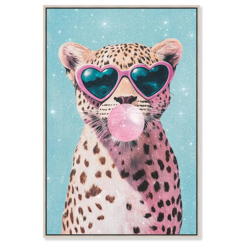 Pastel Cheetah Bubblegum Canvas by Art Remedy - Silver - 36" x 54"