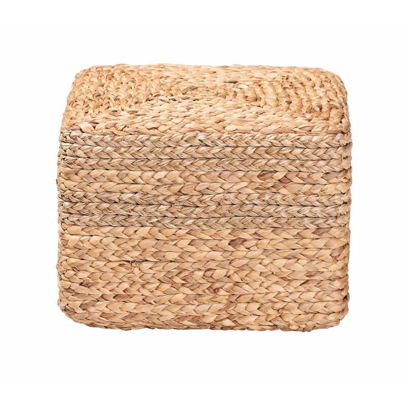 Marella Modern Bohemian Natural Brown Seagrass Accent Footstool