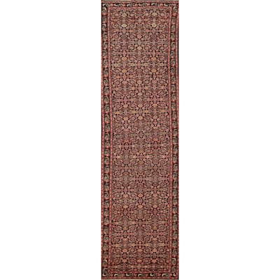 Hand Knotted Oriental 100% Wool Carpet Traditional Geometric Black Karabagh Runner Rug - 16' 3'' X 3' 7''