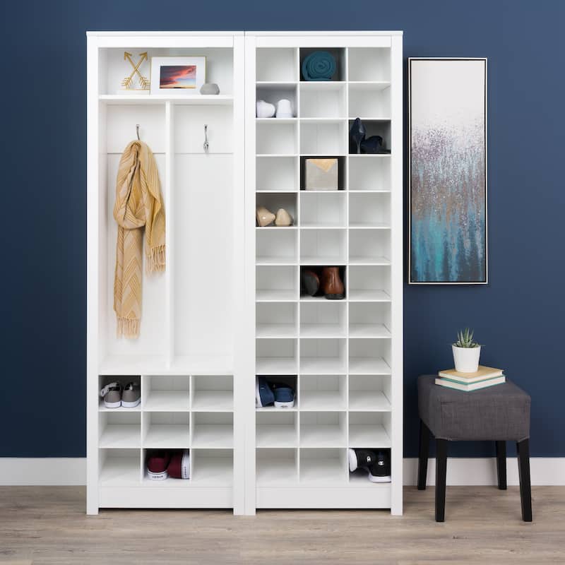 Prepac Elegant White Shoe Storage Cabinet, Space-Saving Solution with Cubbies for 36 Pairs, 13"D x 23.5" W x 72.5" H