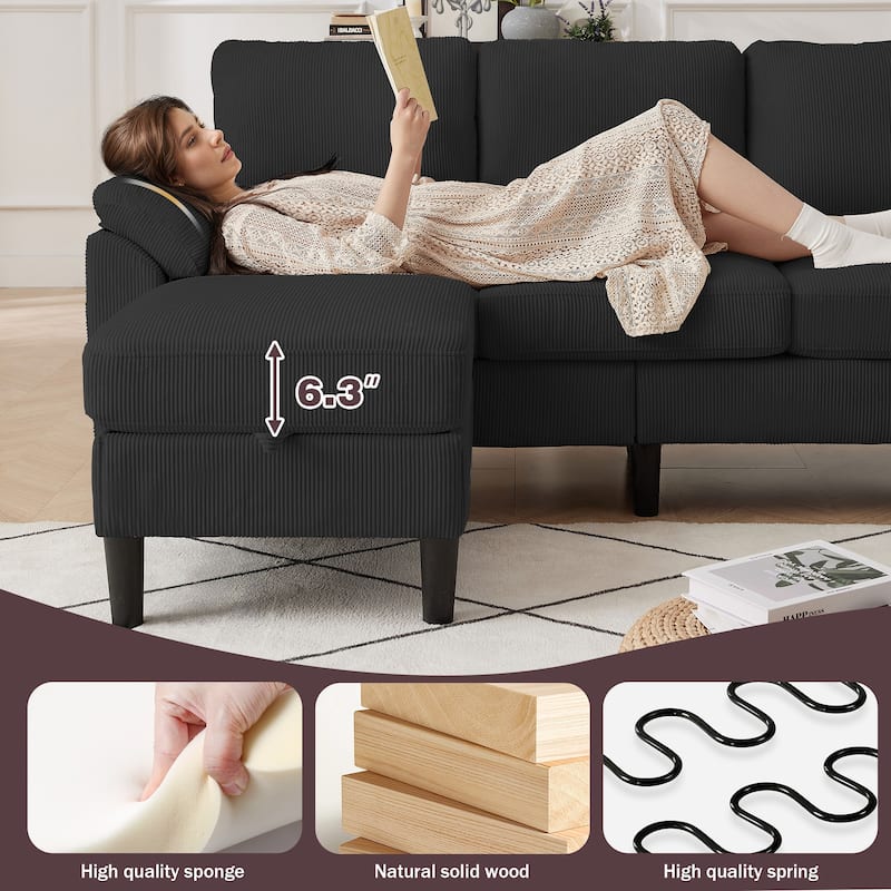 3-Piece Living Room Sectional Sofa Set with Loveseat and Ottoman