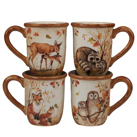 Certified International Pine Forest 16 oz. Mugs, Set of 4